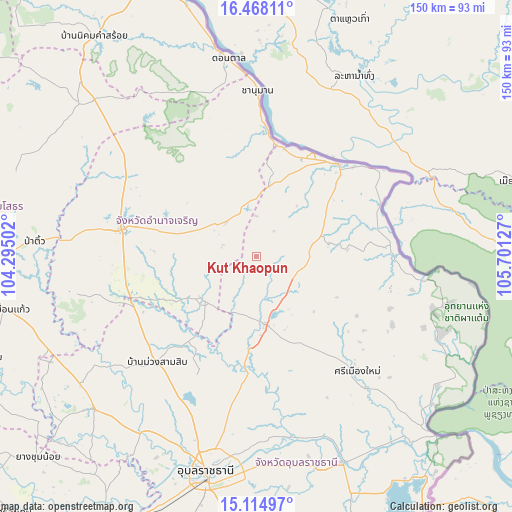 Kut Khaopun on map