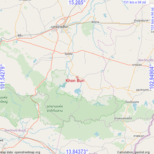 Khon Buri on map