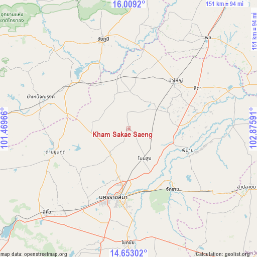 Kham Sakae Saeng on map