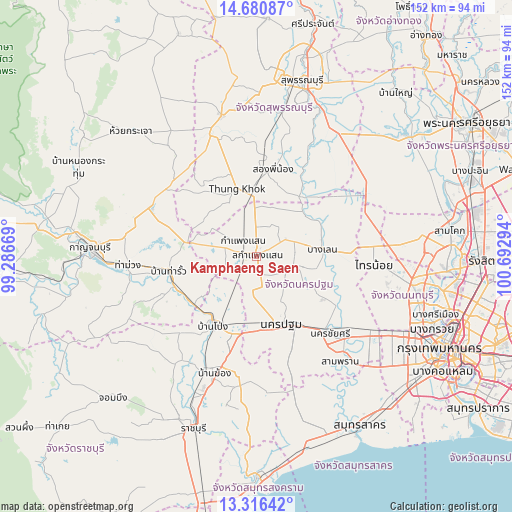 Kamphaeng Saen on map