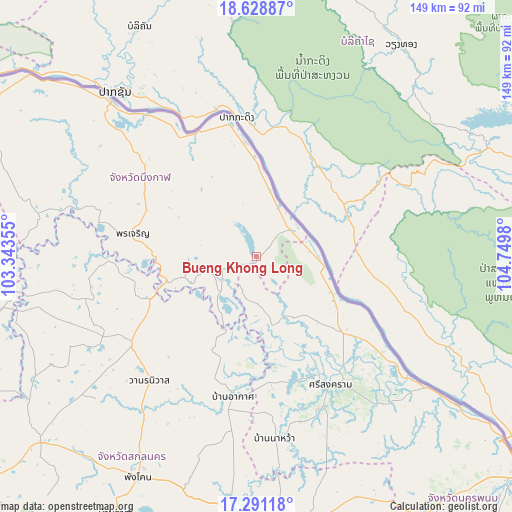 Bueng Khong Long on map