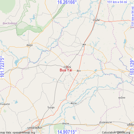 Bua Yai on map