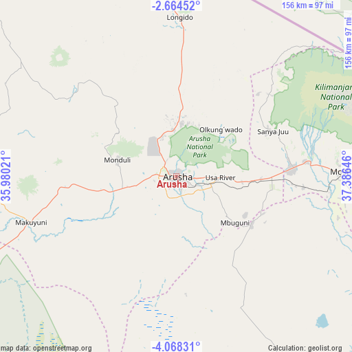 Arusha on map