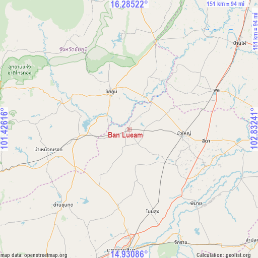 Ban Lueam on map