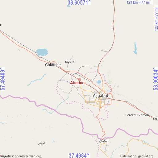 Abadan on map