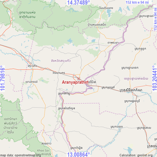 Aranyaprathet on map