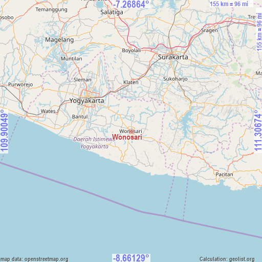 Wonosari on map