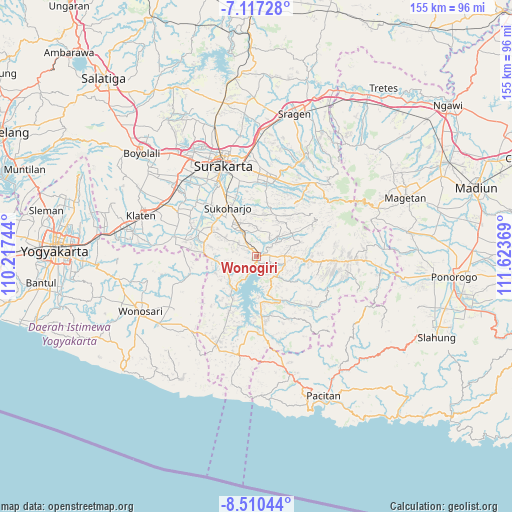 Wonogiri on map