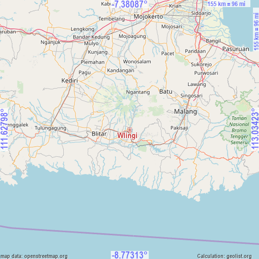 Wlingi on map