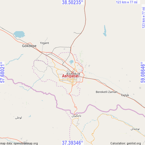 Ashgabat on map