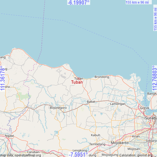 Tuban on map