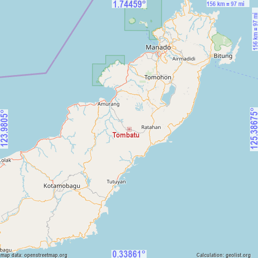 Tombatu on map