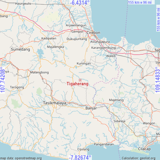 Tigaherang on map