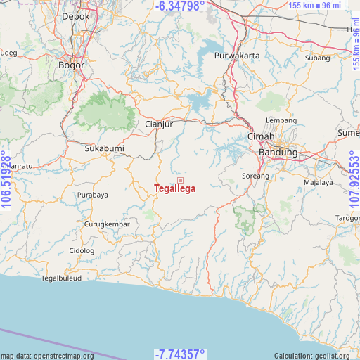 Tegallega on map