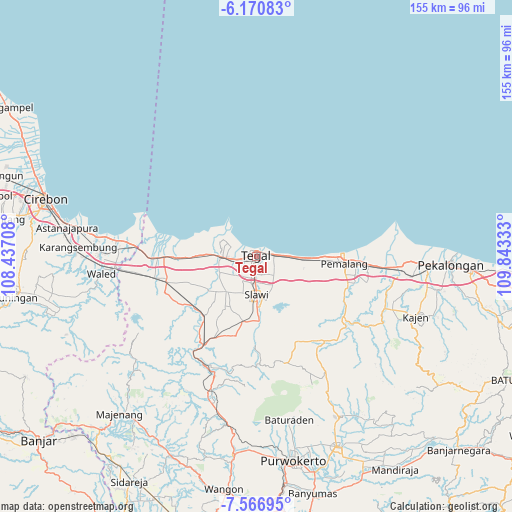 Tegal on map