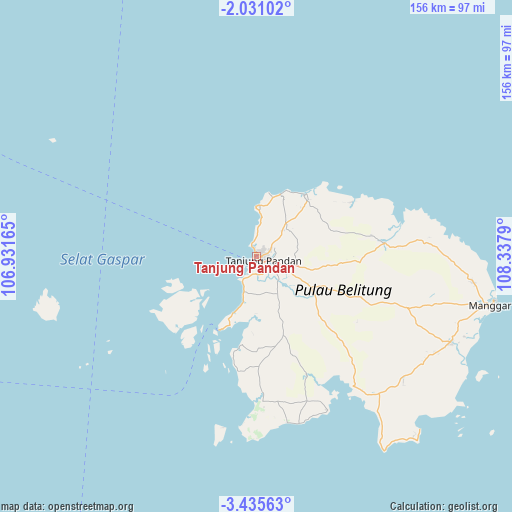 Tanjung Pandan on map