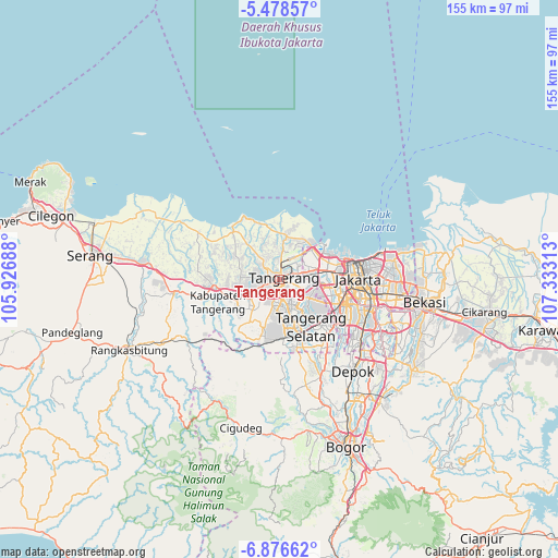 Tangerang on map