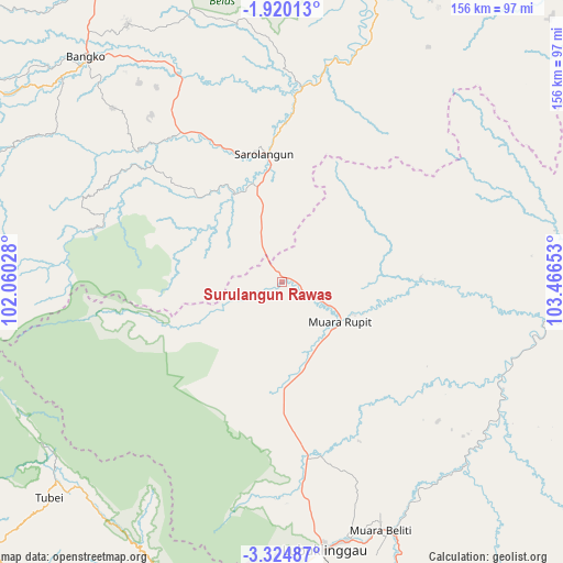 Surulangun Rawas on map