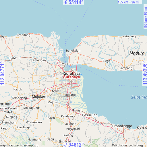 Surabaya on map