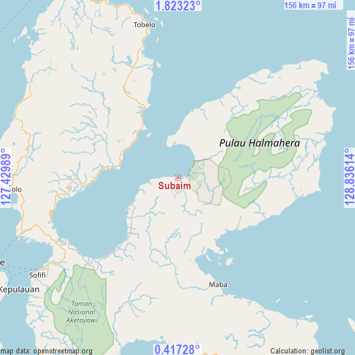 Subaim on map