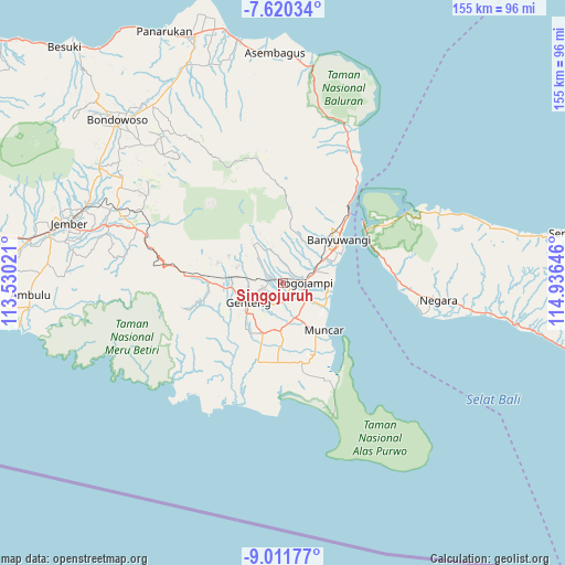 Singojuruh on map