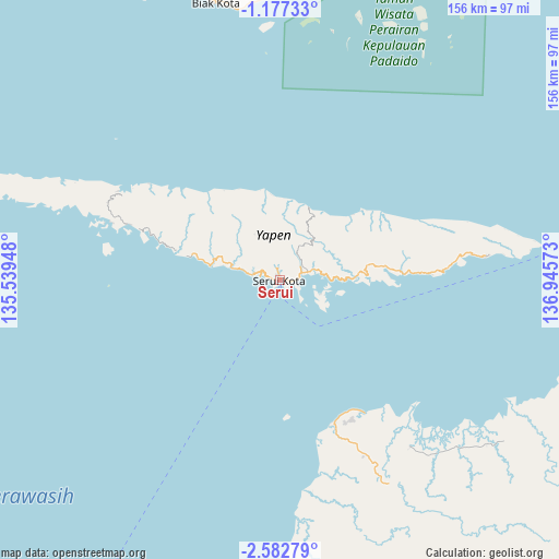 Serui on map