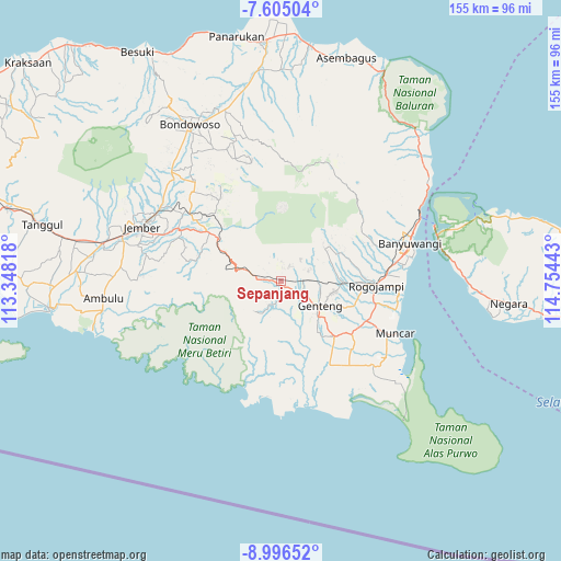 Sepanjang on map