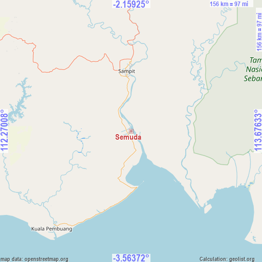 Semuda on map