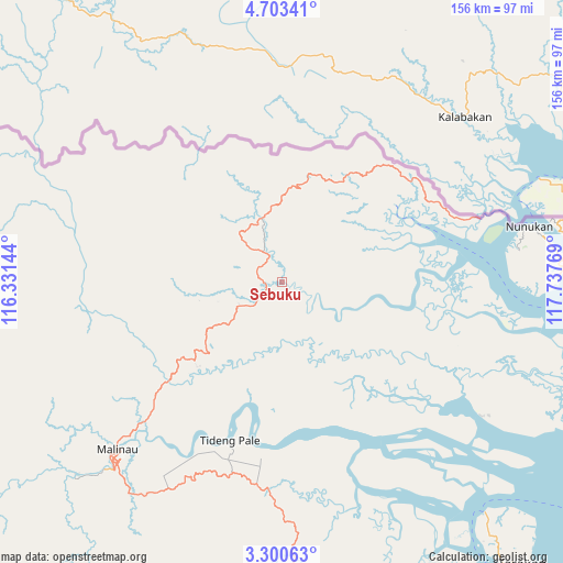 Sebuku on map