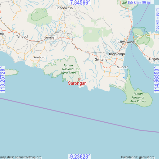 Sarongan on map