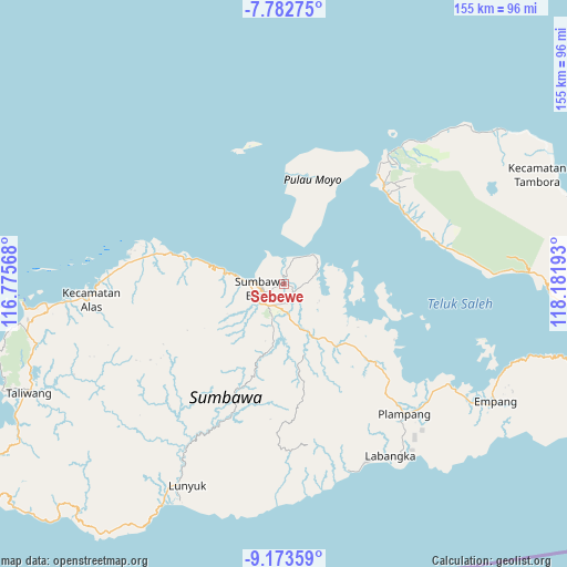 Sebewe on map