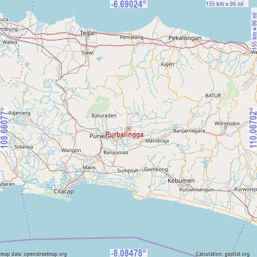 Purbalingga on map