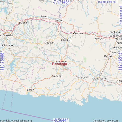 Ponorogo on map
