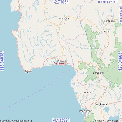 Polewali on map
