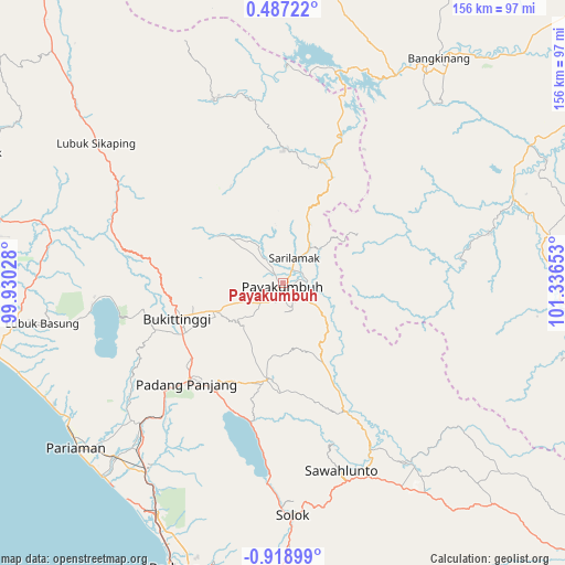 Payakumbuh on map
