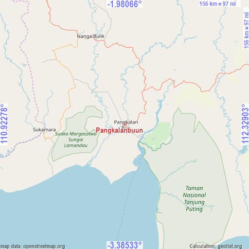 Pangkalanbuun on map