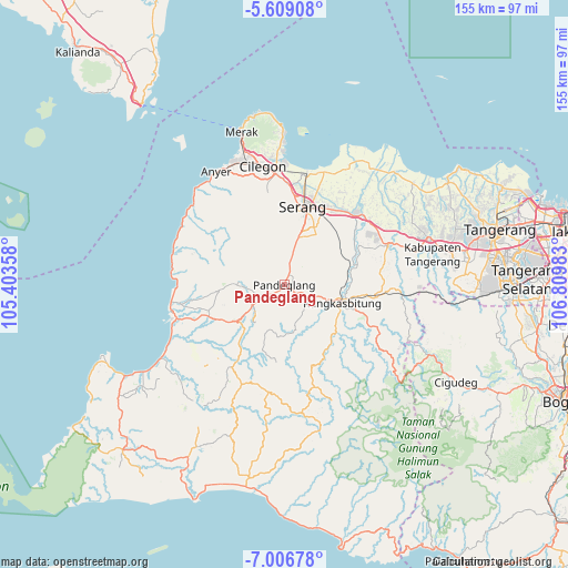 Pandeglang on map