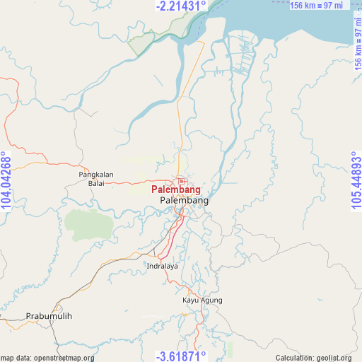 Palembang on map