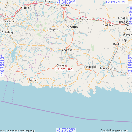 Pelem Satu on map