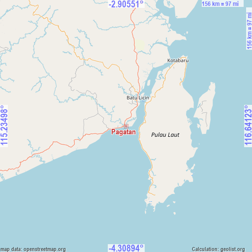 Pagatan on map