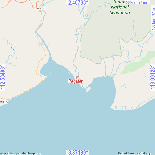 Pagatan on map