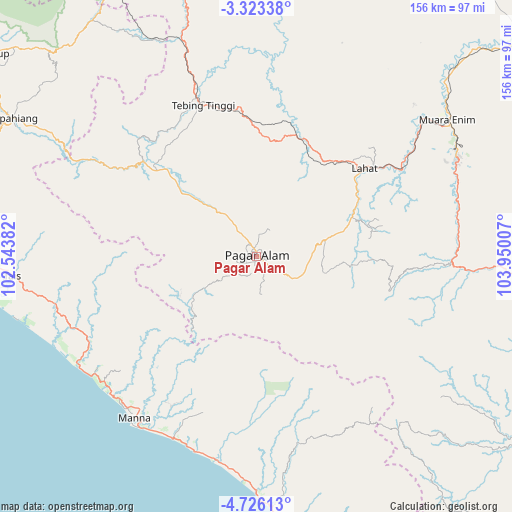 Pagar Alam on map