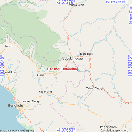 Padangulaktanding on map