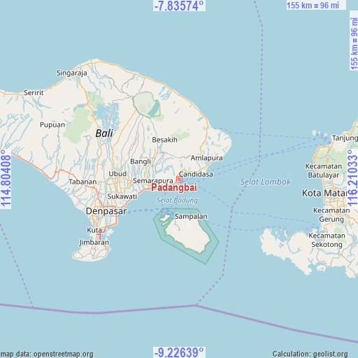 Padangbai on map