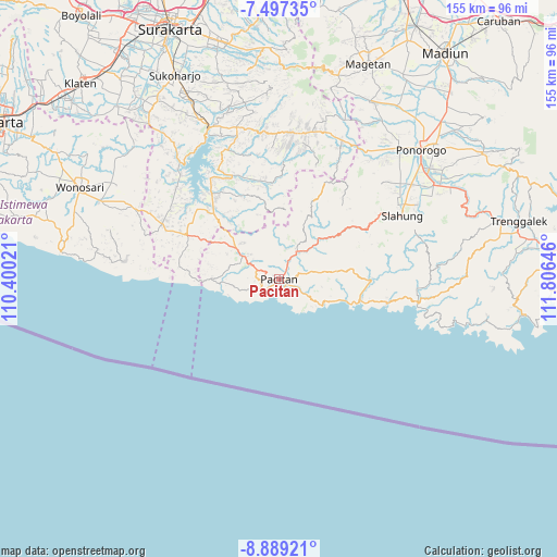 Pacitan on map