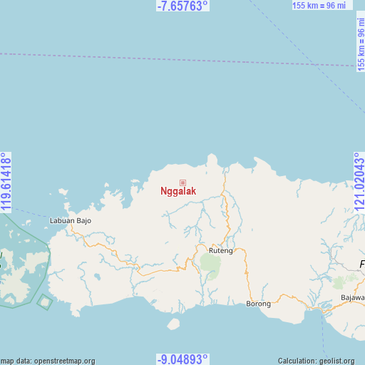 Nggalak on map