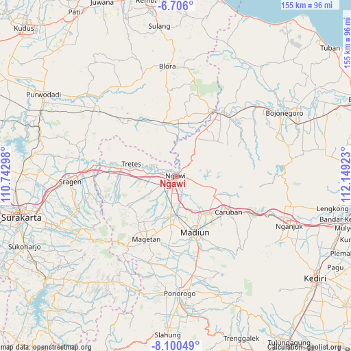 Ngawi on map