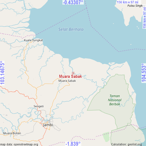 Muara Sabak on map