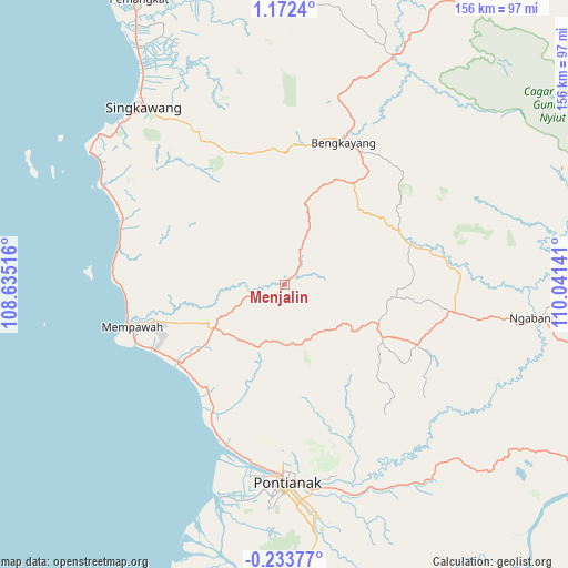 Menjalin on map