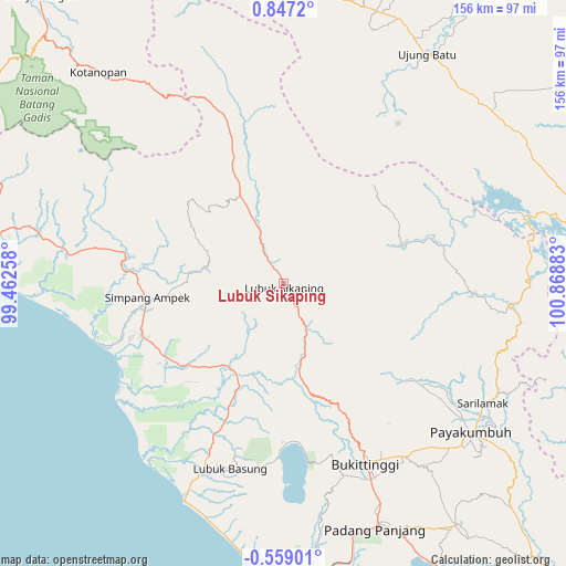 Lubuk Sikaping on map